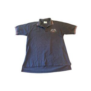 Crystal Springs Mens L Black Polo Shirt Iny 500 Racing Flag Logo